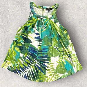 Cable & Gauge Sleeveless Top Art Abstract Blouse Size Medium Shades Of Green